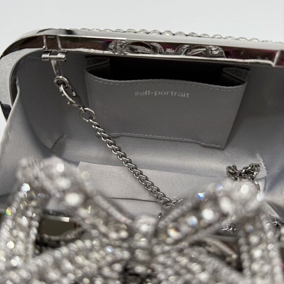 Self-Portrait Crystal Embellished Clutch With Bow Detail - Picture 3 of 13